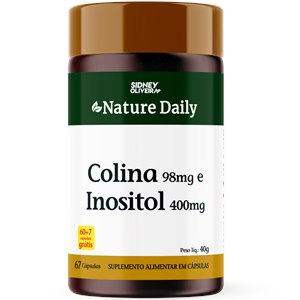 Colina 98mg + Inositol 400mg Nature Daily 60 Cápsulas + 7 Grátis Sidney Oliveira