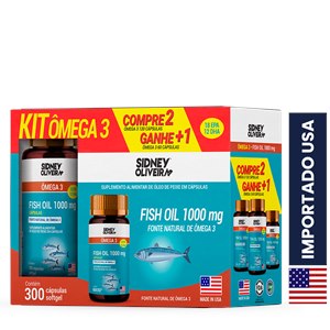 Ômega 3 1000mg Kit Made In Usa Compre 2 Com 120 Cápsulas E Ganhe 1 Com 60 Cápsulas Sidney Oliveira
