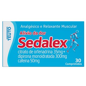 Sedalex - Dipirona + Orfenadrina + Cafeína 30 Comprimidos - Validade Outubro/2026