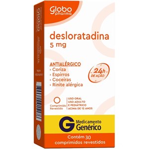 Desloratadina 5mg 30 Comprimidos - Globo Genérico (Desalex)