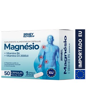 Magnésio + Vitamina B6 + D3 50 Cápsulas União Europeia Sidney Oliveira