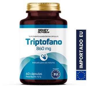 Triptofano 860mg 60 Cápsulas União Europeia Sidney Oliveira - Validade Agosto/2026