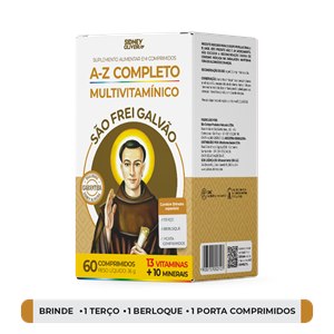 A-Z Completo Multivitamínico São Frei Galvão 60 Comprimidos Sidney Oliveira Brindes Especiais - Validade Setembro/2026