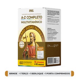 A-Z Completo Multivitamínico São Judas Tadeu 60 Comprimidos Sidney Oliveira Brindes Especiais - Validade Outubro/2026