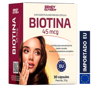Biotina 45mcg 30 Cápsulas União Europeia Sidney Oliveira 