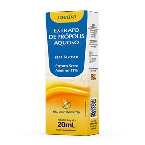 Extrato De Própolis Aquoso Sem Álcool&nbsp;20ml&nbsp;saedra