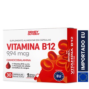 Vitamina B12 9,94mcg 30 Cápsulas União Europeia Sidney Oliveira