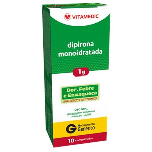 Dipirona 1g 10 Comprimidos - Vitamedic Genérico (Novalgina)