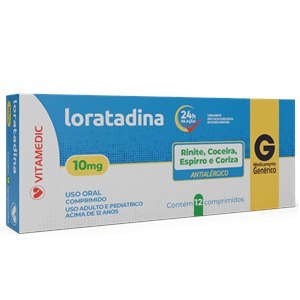 Loratadina 10mg 12 Comprimidos - Vitamedic Genérico (Claritin)
