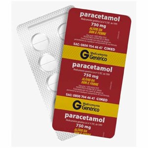 Paracetamol 750mg 10 Comprimidos - Cimed Genérico (Tylenol)