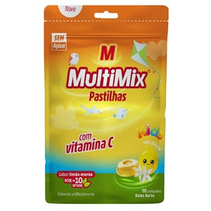 Pastilhas Multimix Infantil Com Vitamina C Sabor Limão-Menta 10 Unidades