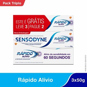 Creme Dental Sensodyne Rápido Alívio 50g Cada - Leve 3 Pague 2