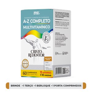 A-Z Completo Multivitamínico Cristo Redentor 60 Comprimidos Sidney Oliveira Brindes Especiais - Validade Outubro/2026