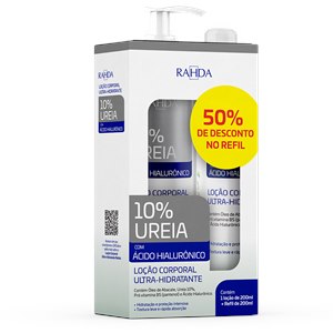 Kit Rahda Loção Corporal Ultra-Hidratante + 10% Ureia + Ácido Hialurônico 200ml + Refil 200ml