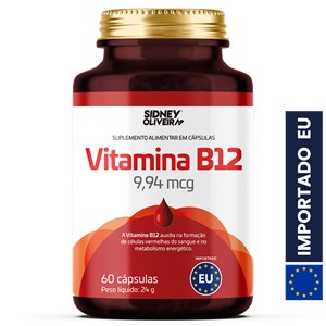 Vitamina B12 9,94mcg 60 Cápsulas União Europeia Sidney Oliveira