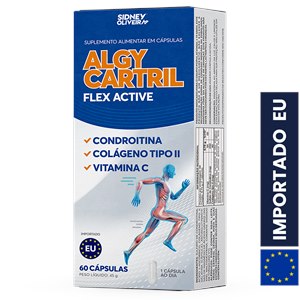 Colágeno Tipo Il + Condroitina + Vitamina C Algy Cartril Flex Active 60 Cápsulas União Europeia Sidney Oliveira