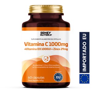 Vitamina C 1000mg + Vitamina D 1000ui + Zinco 29mg 60 Cápsulas União Europeia Sidney Oliveira